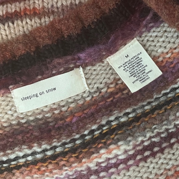 Anthro Sleeping on Snow Long Striped Button Up Sweater / Knit Cardigan - Medium - Picture 9 of 10